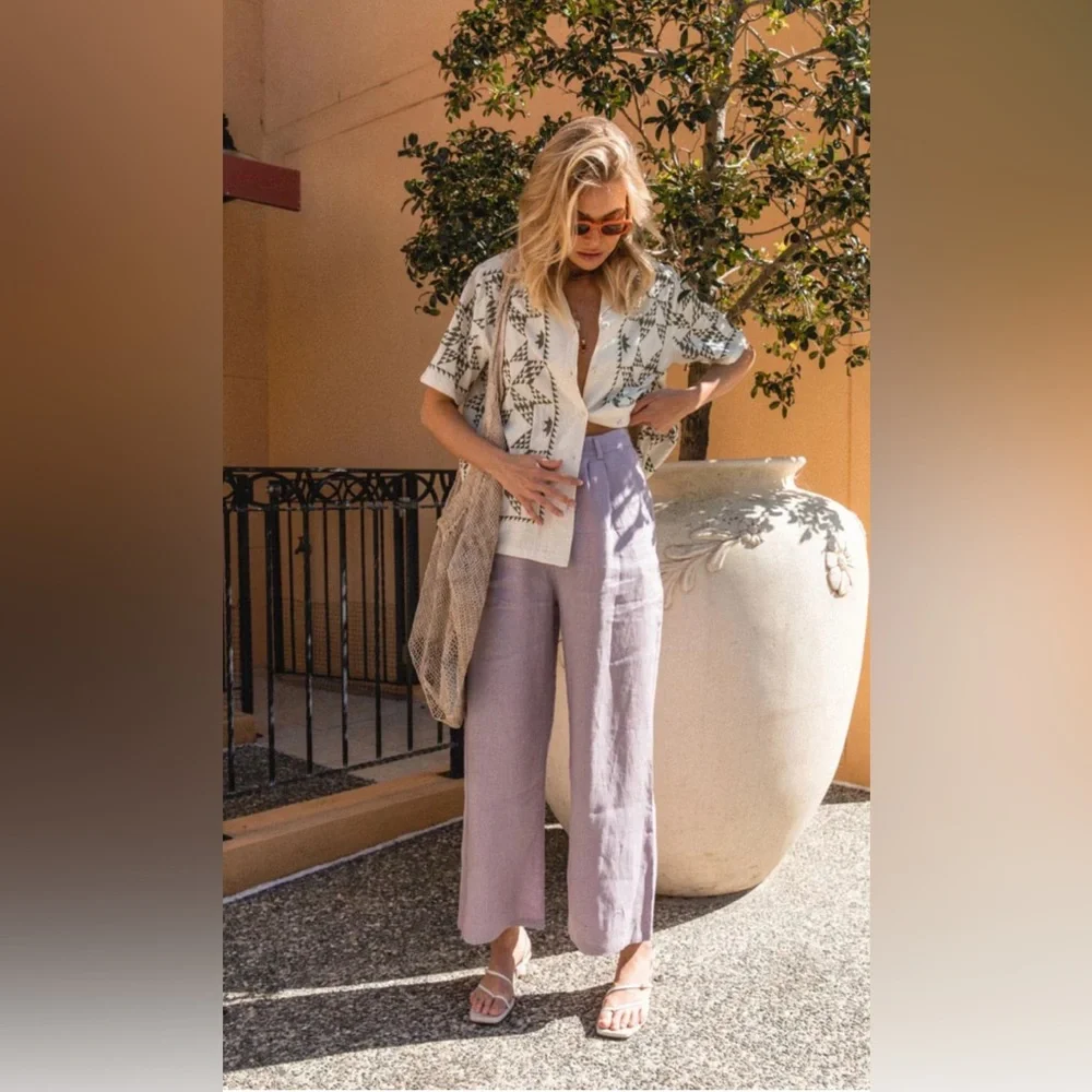 VRG GRL Keeping Cool Linen Pants // Lilac - Picture 1 of 4
